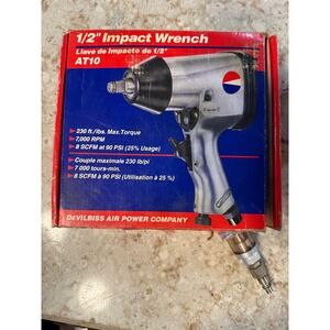 DeVilbiss AT10 1/2" Air Impact Wrench 230 ft-lb Torque 7000 RPM Pneumatic Tool